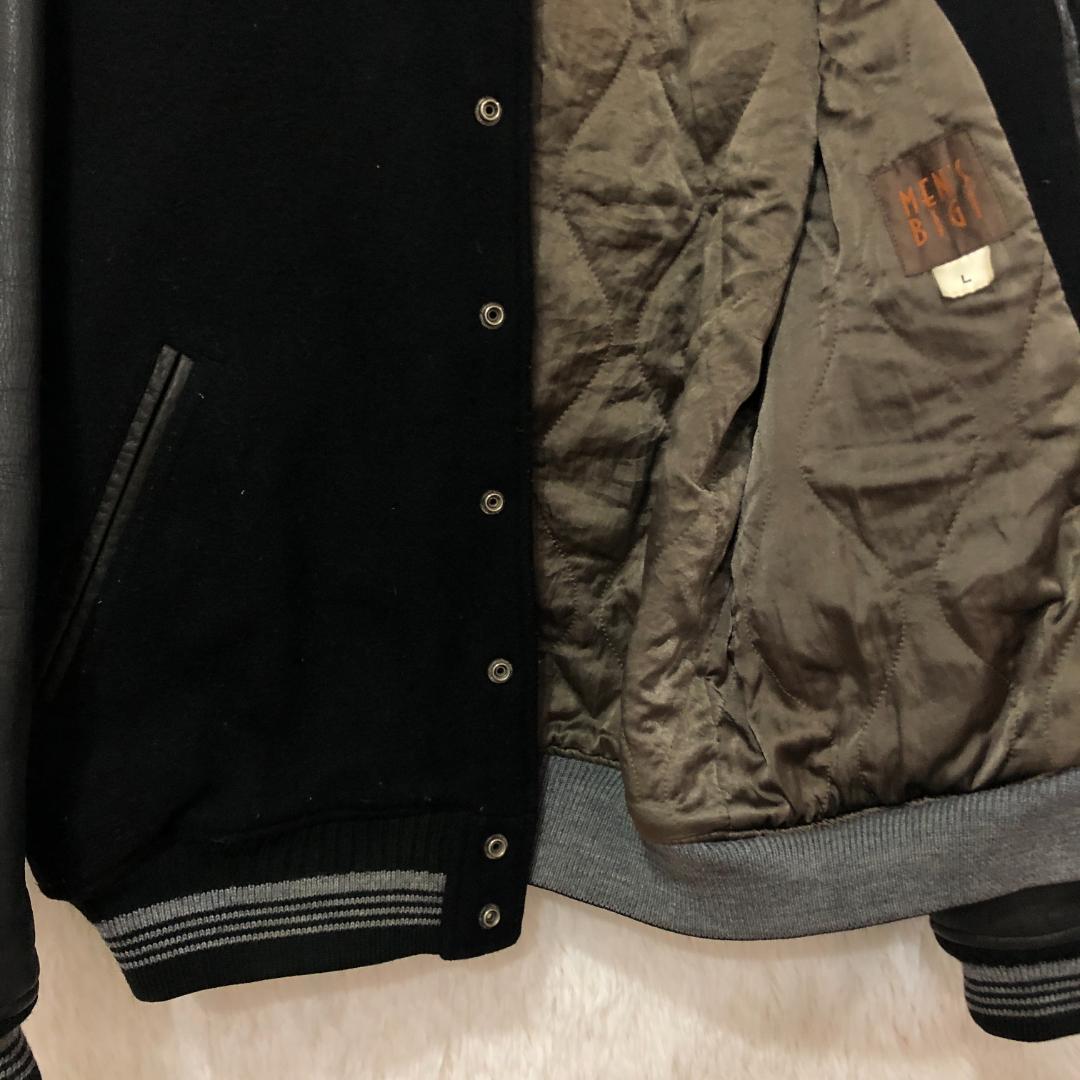 ☆メンズビギ☆レザー スタジャン 【L】 ウール 中綿 ヴィンテージ