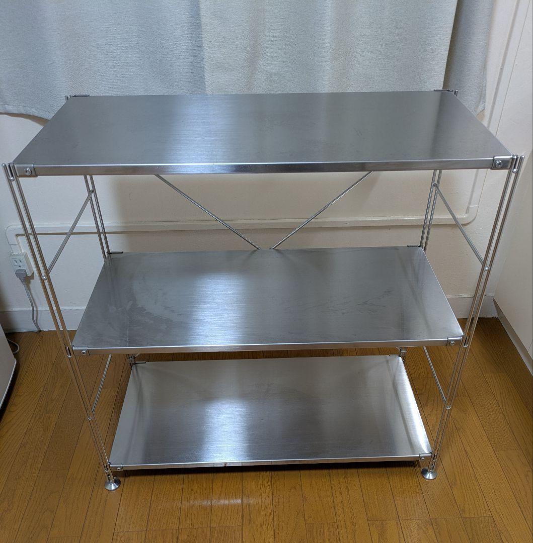 無印良品ステンレススチール 3段スチールラック ステンレスユニットシェルフ ステンレス棚セット ワイド 大 | 無印良品