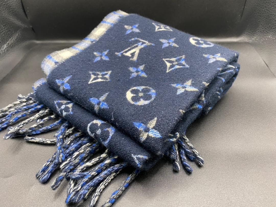 Louis Vuitton ルイヴィトン マフラー ブルー 中古・古着通販】LOUIS VUITTON (ルイ ヴィトン) エシャルプモノグラム