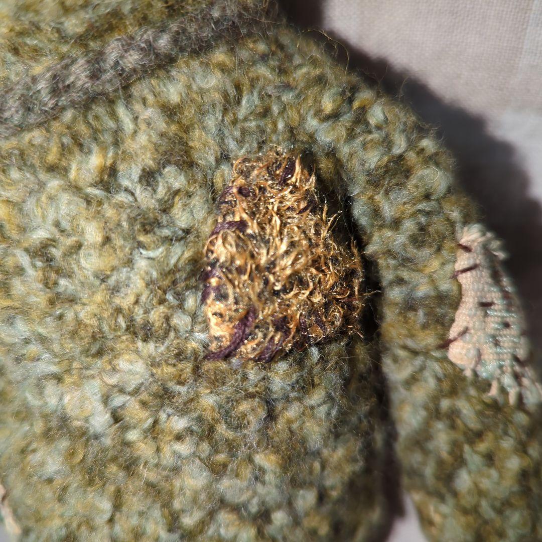 テディベア 緑色のクマ 熊 編みぐるみ 元気の出る顔