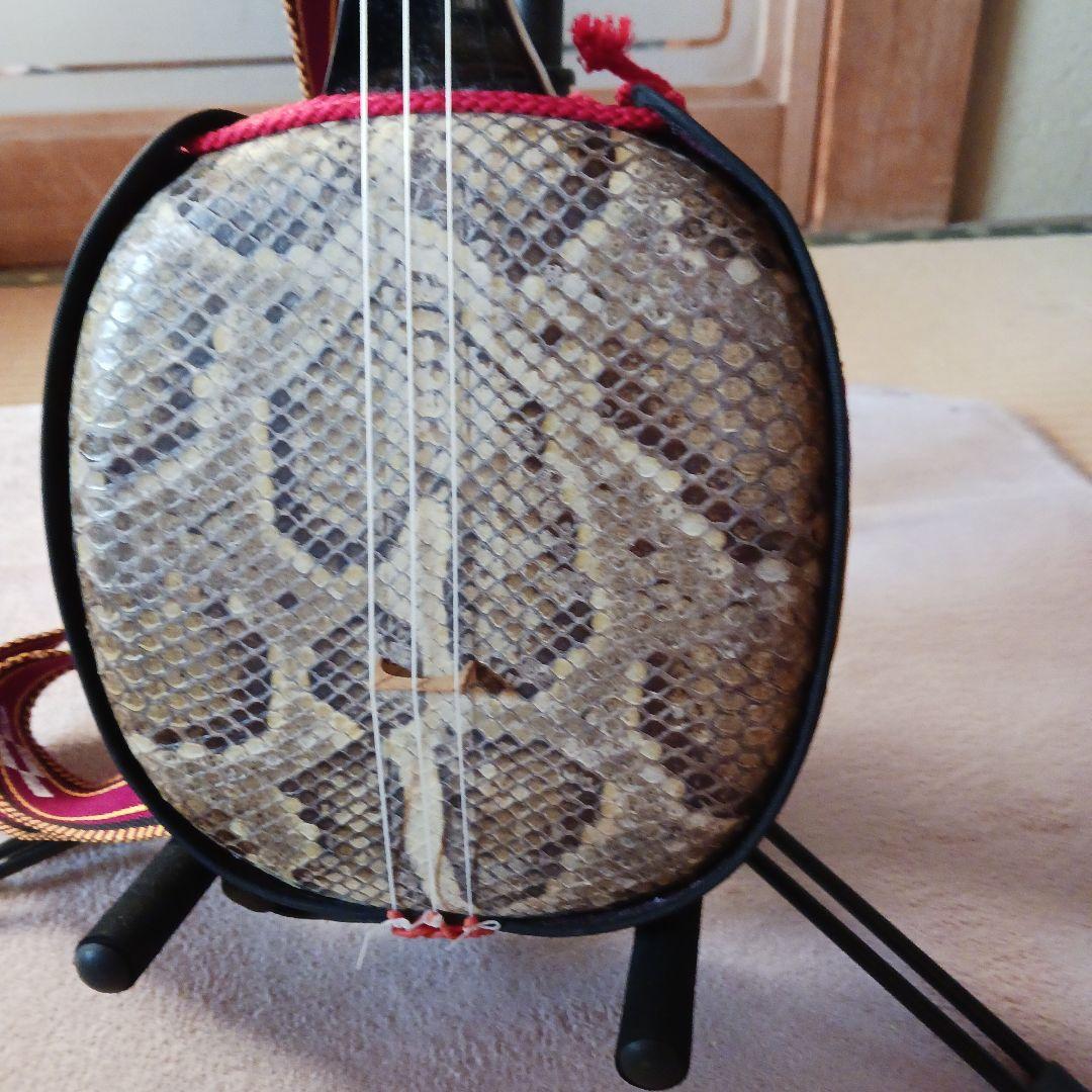 三線 本体 ヘビ皮製 3弦 ケース付き 三線スタンド サンバ 爪 チューナー