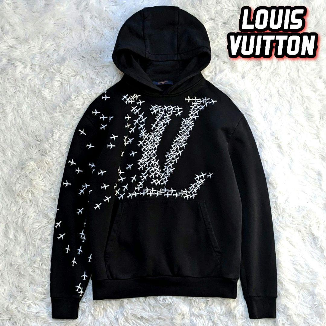 美品】LOUIS VUITTON ルイヴィトン スウェットパーカー黒 飛行機