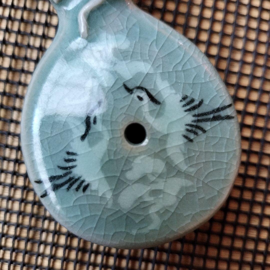 希少 青磁水滴 瓢箪にてんとう虫 習字 書 暁泉 ひょうたん 水差し