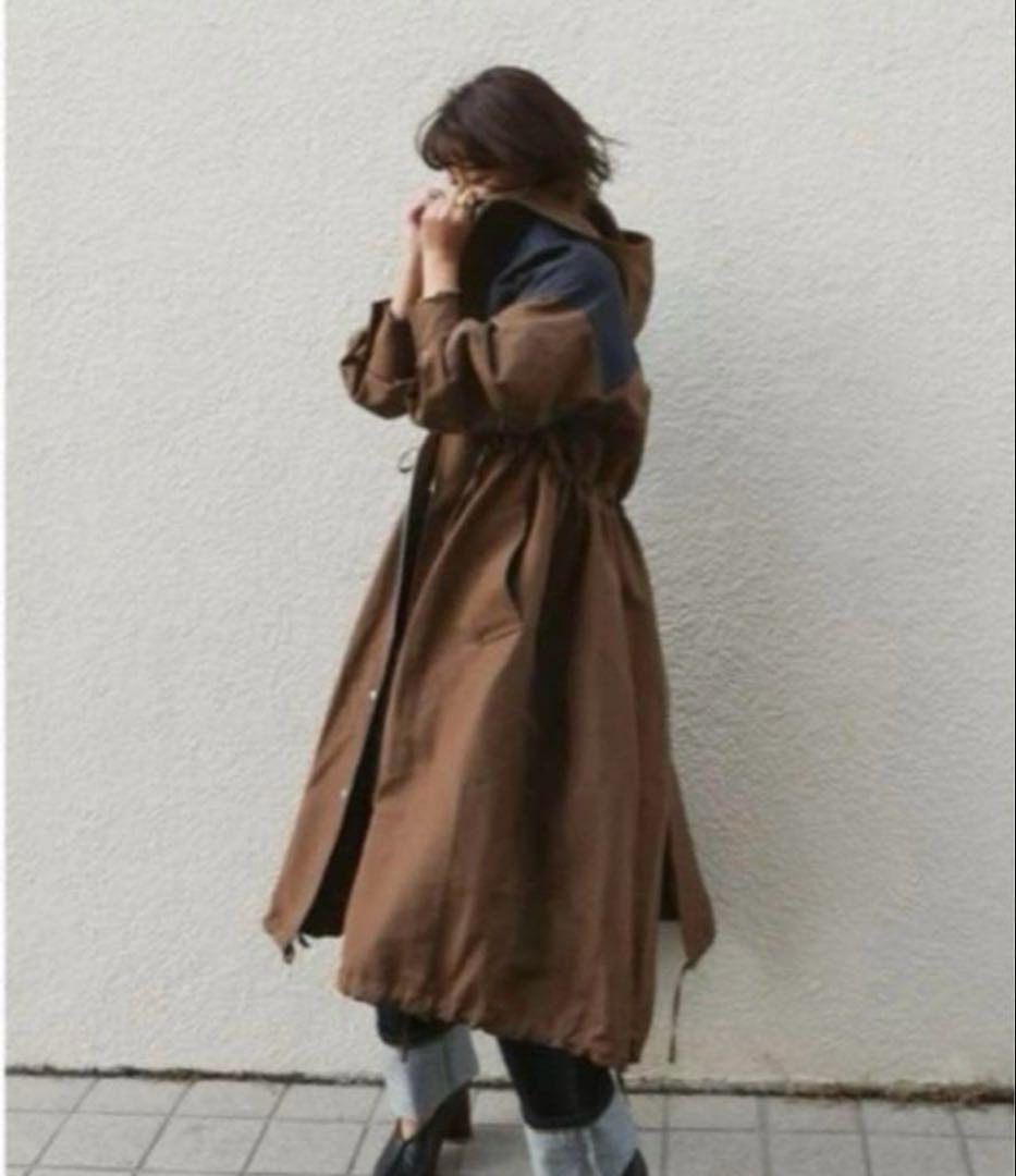 etre tokyo バイカラーフーデットコート ブラウンS 最終値下げ ETRE TOKYO - フーディーストールリバーコート - MOCA | ADDICT WEB SHOP