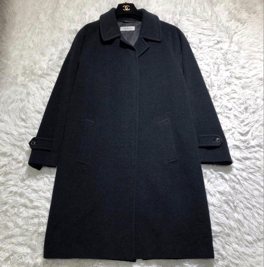 美品 ブルックスブラザーズ アンゴラ混 ロングコート 9号相当 ブラック