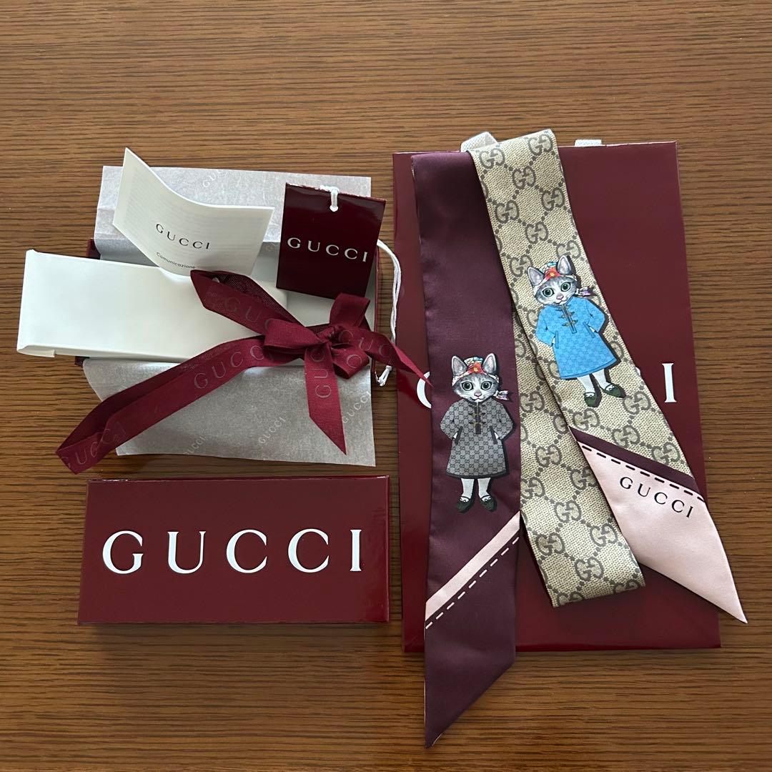 GUCCI 限定 ヒグチユウコ ネックボウ シルク スカーフ リボン グッチ