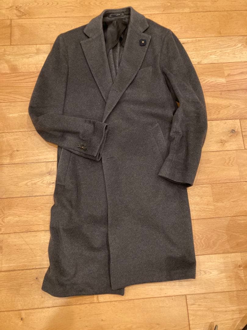 54 XL相当 LARDINI ラルディーニ チェスターコート ダークグレー 中古・古着通販】LARDINI (ラルディーニ) ウールチェスターコート