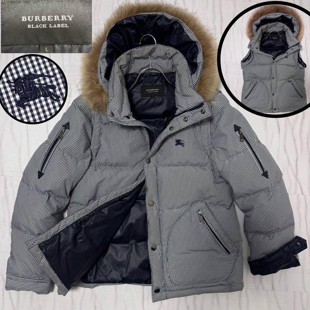 希少4way✨ L バーバリーブラックレーベル ギンガムチェック ダウン ホース 中古・古着通販】BURBERRY BLACK LABEL (バーバリーブラックレーベル