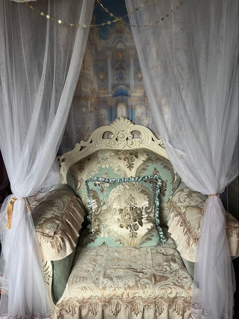 専用ソファ 1p イタリア製 ロココ調 姫系 猫脚 アンティーク風 ロココ