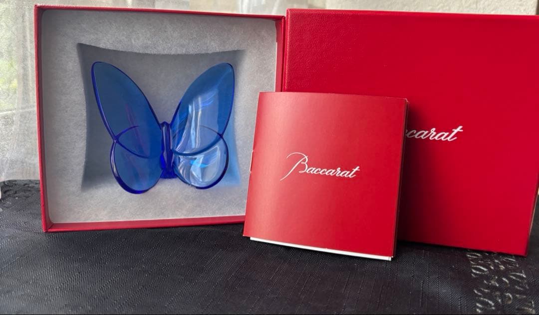 Baccarat ラッキーバタフライ青　置物 Baccarat バカラ ラッキーバタフライ ブルー・SWAROVSKI