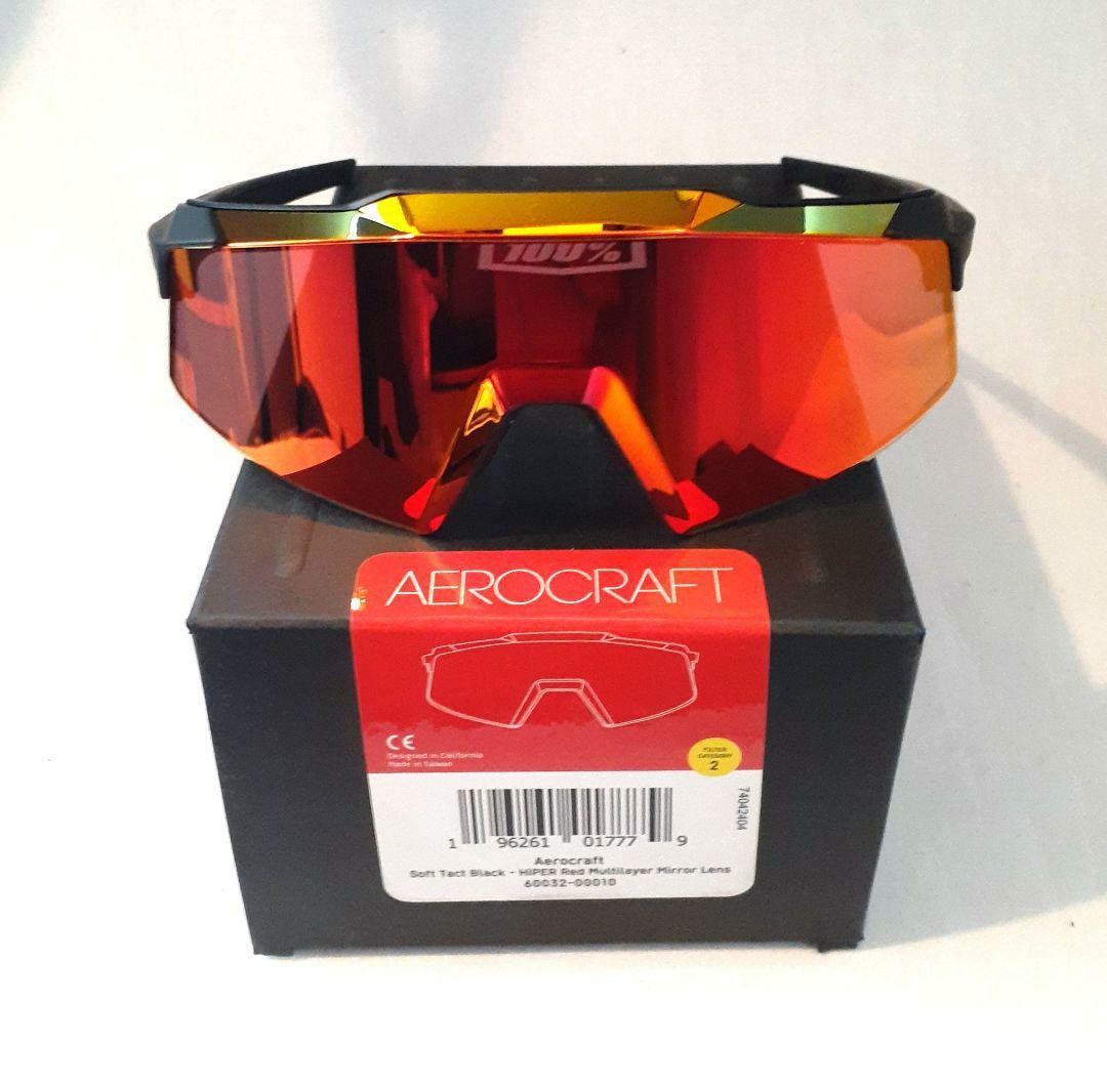 100% Aerocraft ブラック レッド ワンハンドレッド サングラス 100% ワンハンドレッド AEROCRAFT Soft Tact Black/HiPER Red