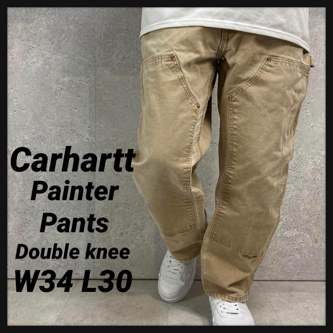 カーハート ダブルニー ブラウン ダック地 ペインターパンツ 古着W34
