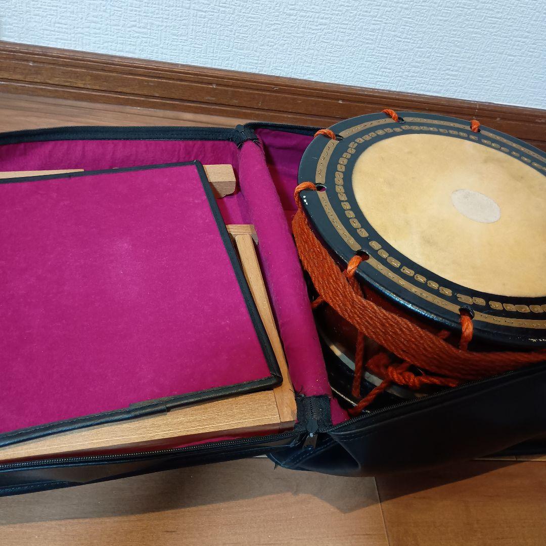 江戸 EDO 和太鼓 締太鼓 上折台付 バチ付 ケース付