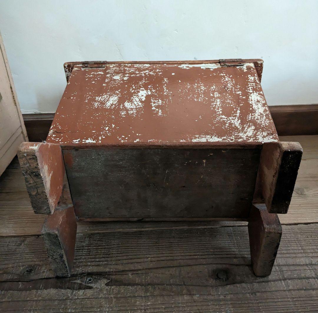 三連休値下げ アンティーク ヴィンテージ ペイント フットスツール 収納