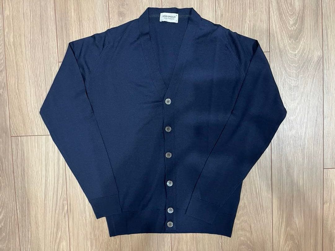 美品 JOHN SMEDLEY ウール カーディガン ネイビー S John Smedley Mens Cardigan Sweater, Sz Small, Navy Blue New