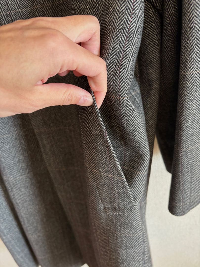 DAKS ダックス カシミア バルマカンコート グレーチェック サイズL