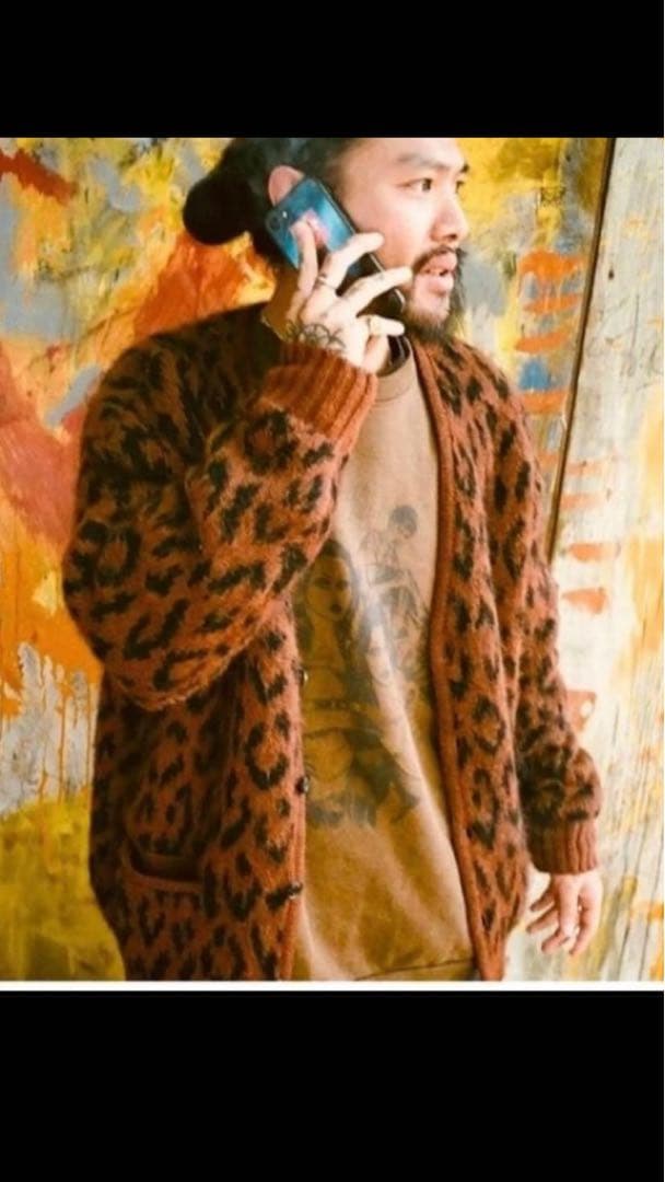 WACKOMARIA ワコマリア ヘビーモヘア　カーディガン　レオパード レオパードヘビーモヘアニットカーディガン 24FW-WMK-KN10