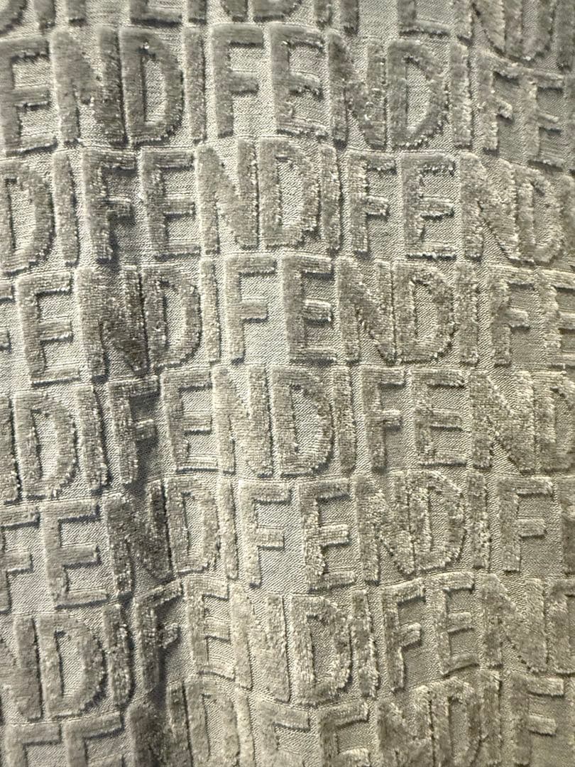 FENDI パイル生地 ノースリーブワンピース 44 グレー L ズッカ柄