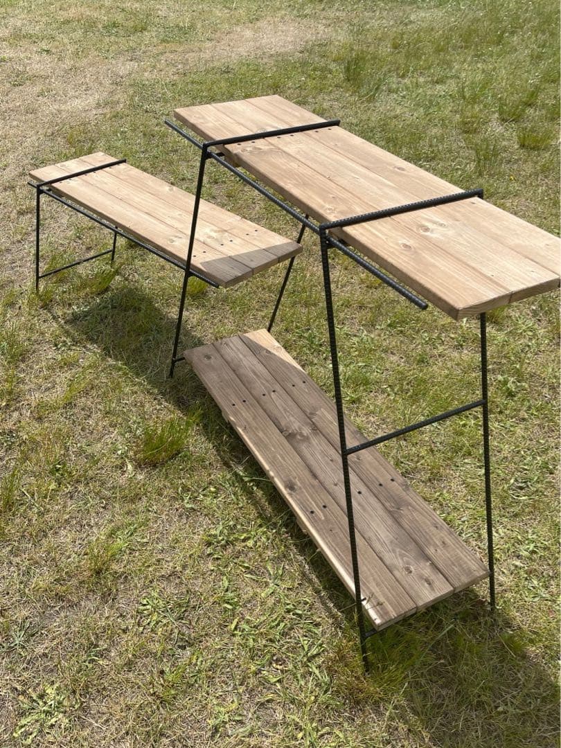 吊り下げ3段シェルフ85 アンティークウッド アイアンラック/アイアン