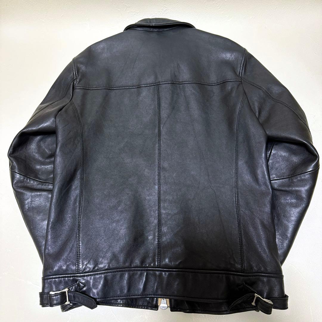 極美品】XLサイズ ナノユニバース シープスキン シングルライダース 黒