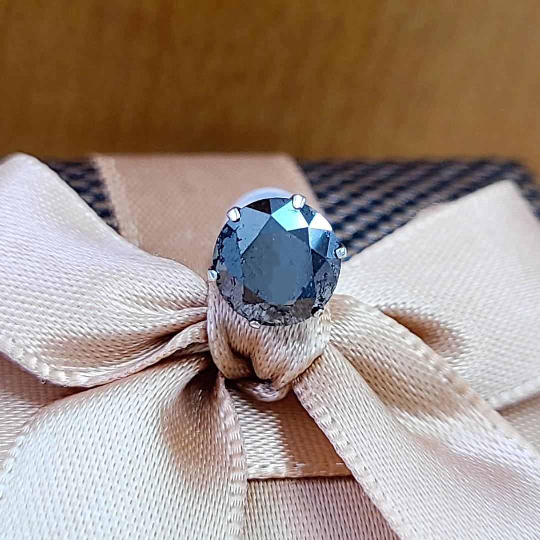 男女兼用 1.5ct ブラック ダイヤモンド Pt900 片耳 ピアス 鑑別
