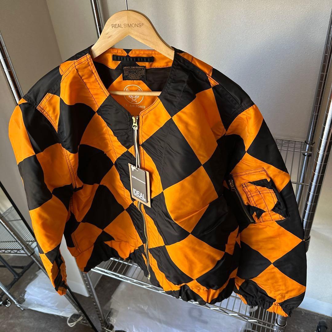 XLサイズ REAL SIMONS G1ジャケット オレンジ黒チェック振り旗 - メルカリ