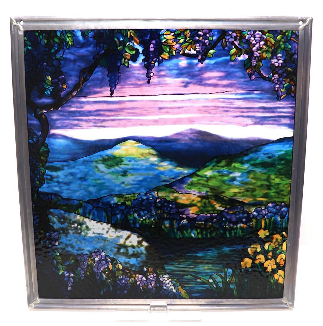 ルイス・C・ティファニー ヴィンテージ ステンドグラス 雄大な山々の夜明け 大型 ルイス・コンフォート・ティファニー 四季コレクション 秋(フォール