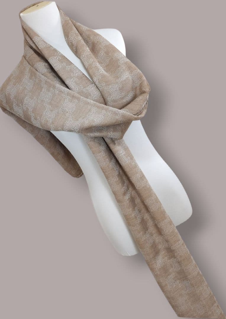 美品 CELINE セリーヌ 超ロングストール ビスコース カシミヤ シルク