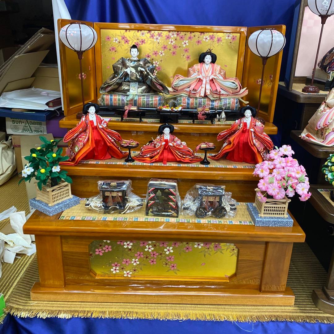 雛人形セット 桜模様 大きめ 清楚な印象の桜柄衣装のコンパクト雛人形ピンク桜飾りの通販～選ばれる