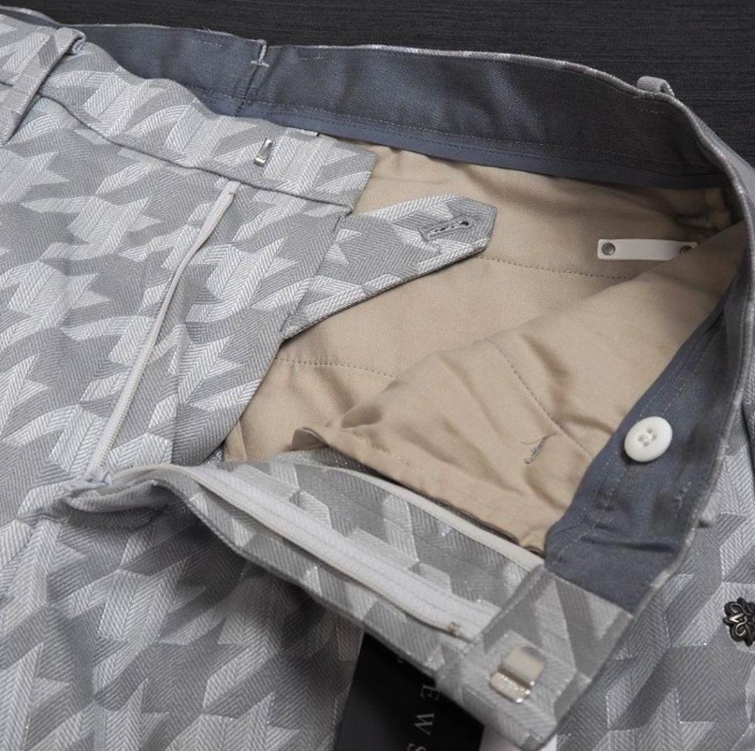 新品 セントアンドリュース ラメジャガード パンツ 定価39600円 灰 M