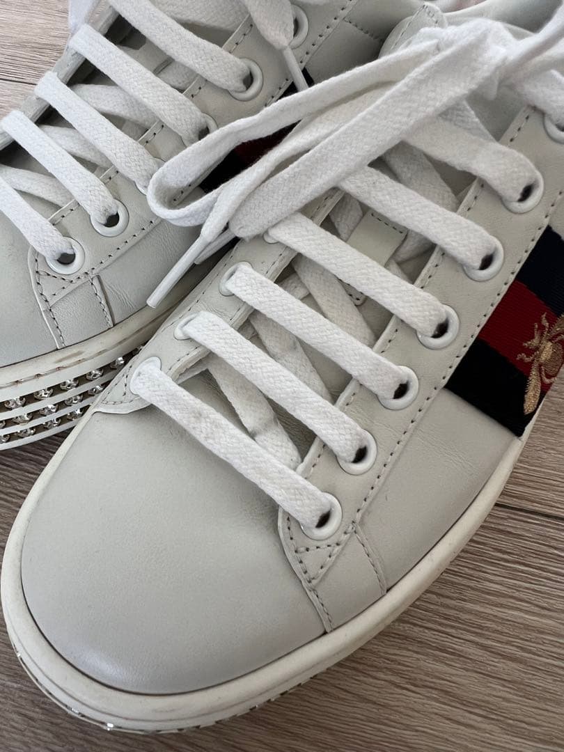 GUCCI グッチ エース クリスタルシェリーライン 厚底スニーカー 22