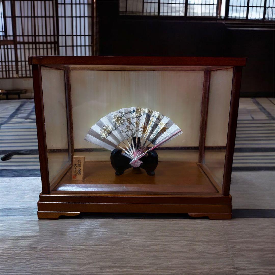 激安オークション！武比古純銀 扇子 四寸五分 銀製 飾り扇松竹梅共箱
