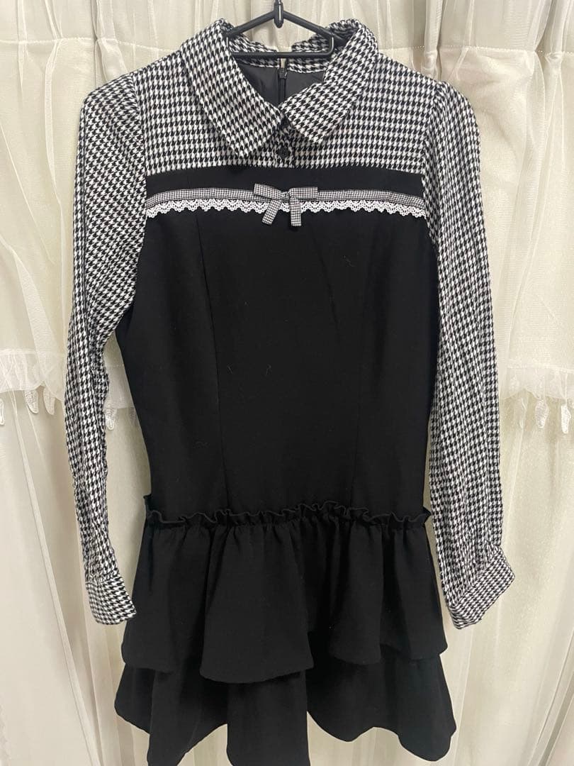 evelyn ティアードミニOP 千鳥柄