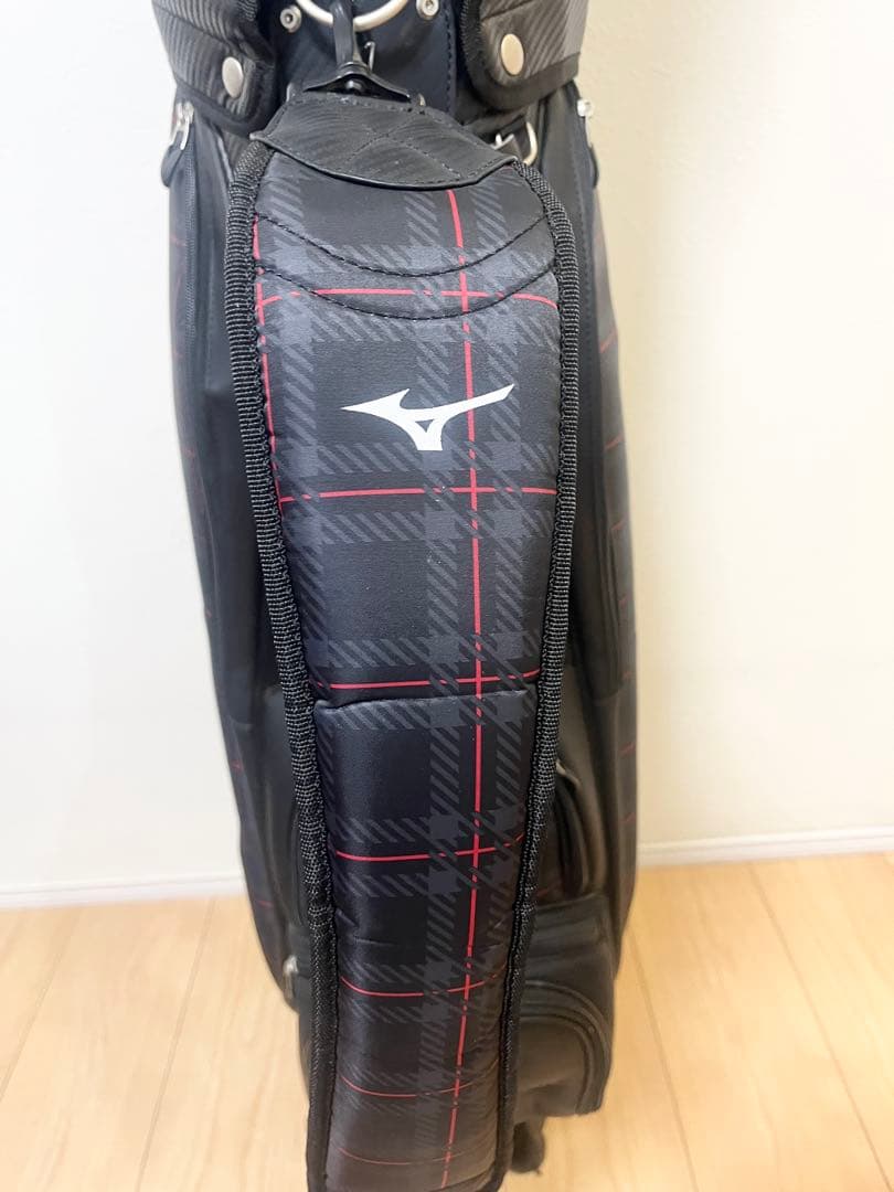 極美品‼️】Mizuno キャディバッグ 黒 チェック柄 ミズノ ゴルフ