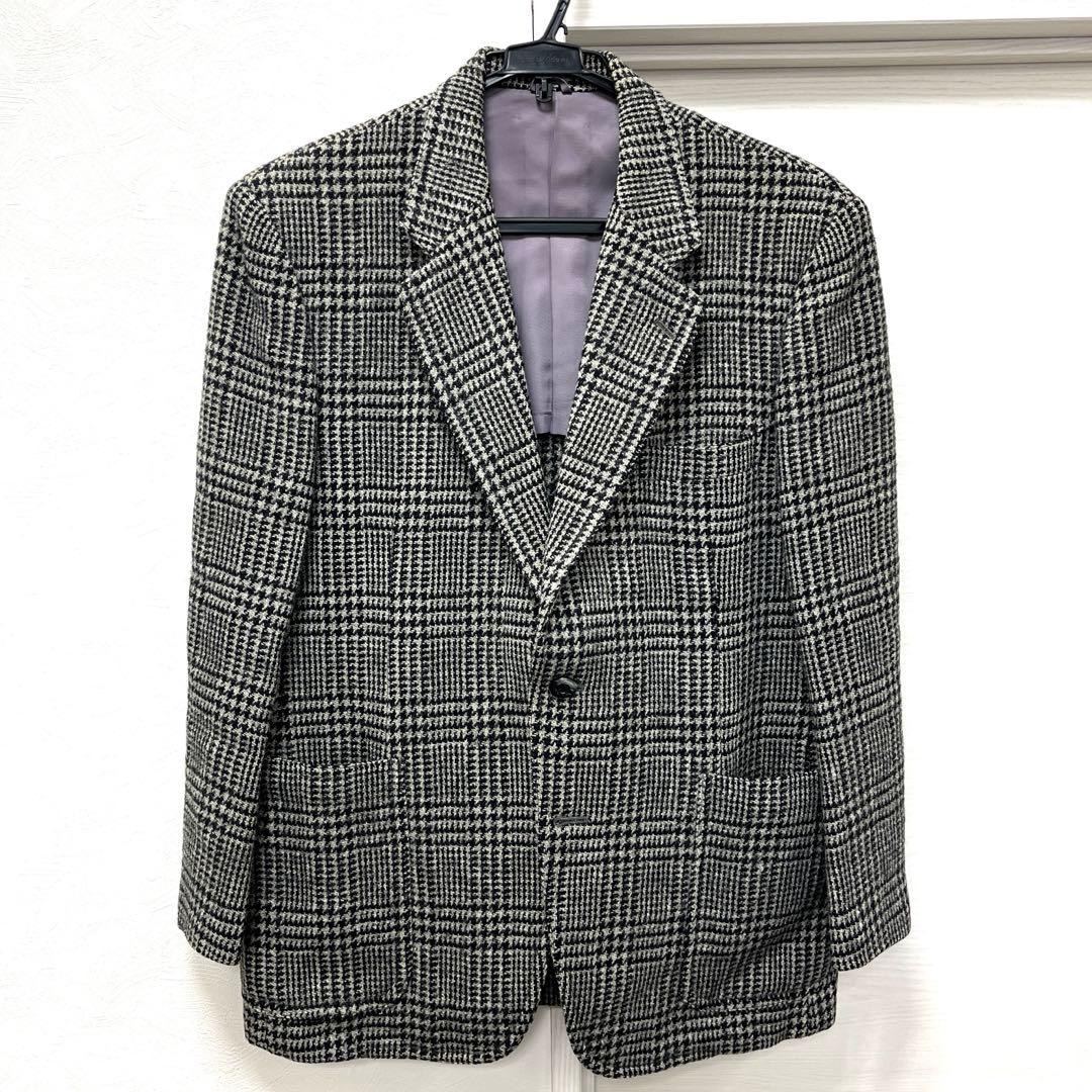 超特大 4XL相当 ハリスツイード テーラードジャケット 総裏 チェック柄 HARRIS TWEED（ハリスツイード） キングサイズ ジャケット メンズ