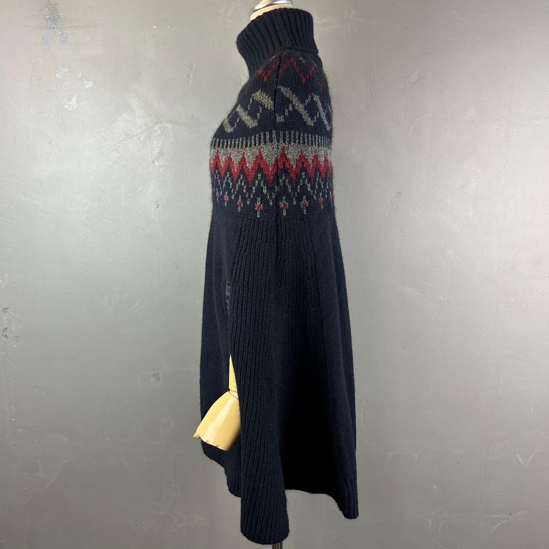 Sacai Luck サカイラック タートルネック ノルディック柄 ポンチョ