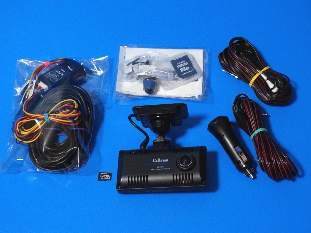 電池新品☆整備品☆360度カメラ☆セルスター CS-360FH☆新品SD64GB CELLSTAR CS-360FH 2カメラ360°録画 ドライブレコーダー