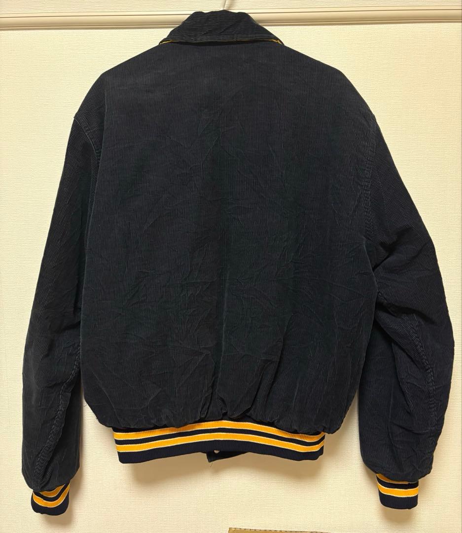 スタジャン コーデュロイ 刺繍 ネイビー イエロー USA製