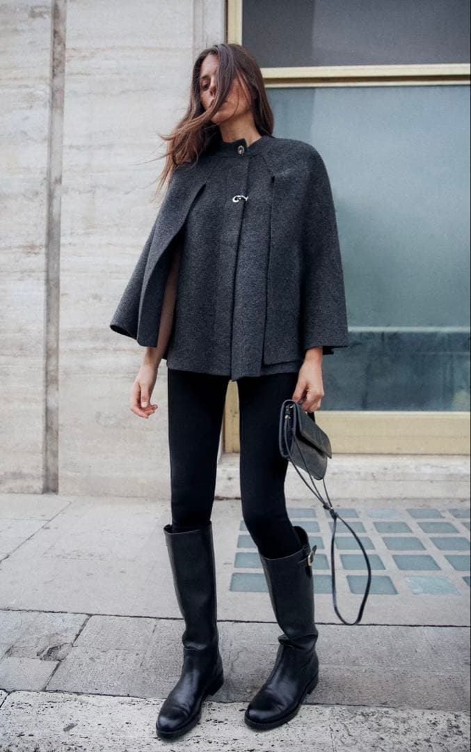 ZARA ザラ ケープニットコート ダークグレー L - メルカリ