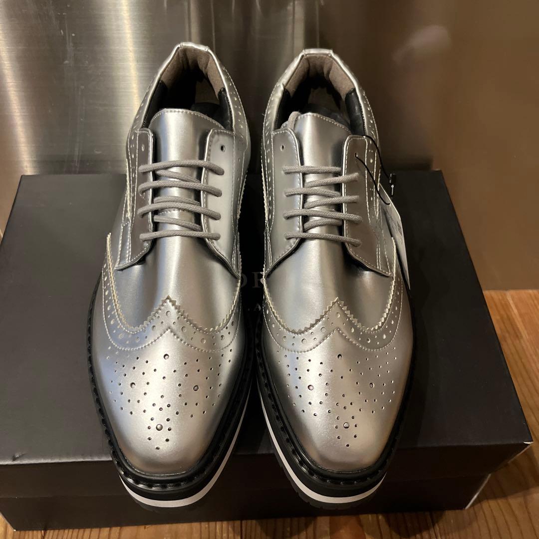 新品未使用ゴルフセントアンドリュース厚底オックスフォードシューズシルバー24cm 新品未使用ゴルフセントアンドリュース厚底オックスフォードシューズ