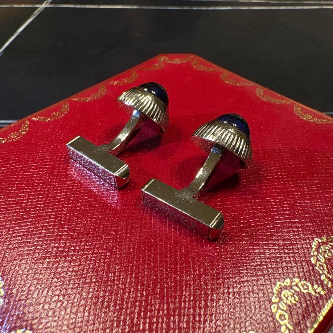 Cartier 青いラウンド型カフリンクス ケース付き M10973161 - 小物