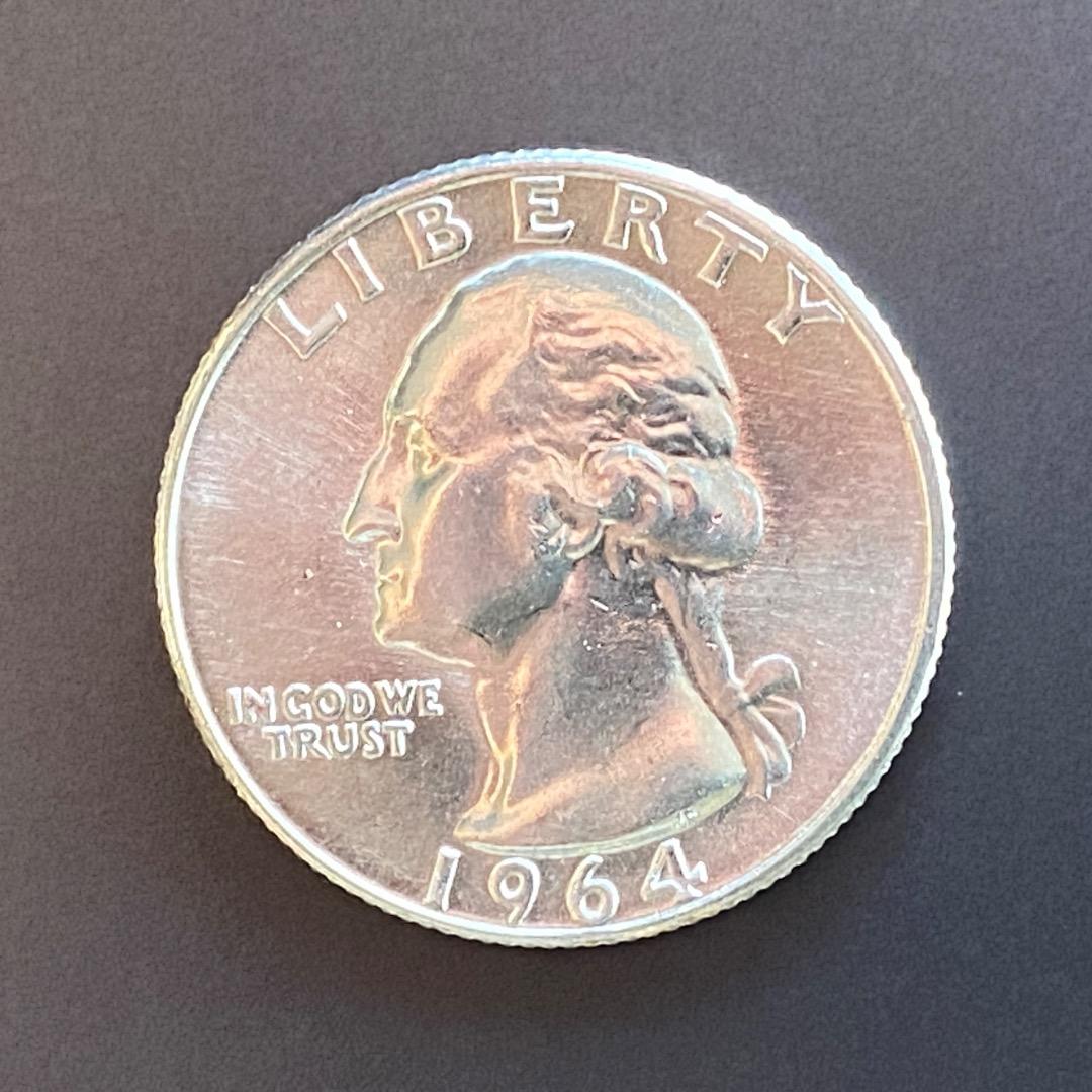 銀90% 1964年 アメリカ ワシントン クォーター ドル - メルカリ