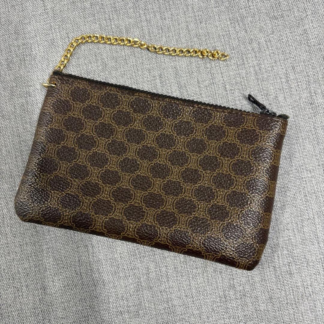 CELINE セリーヌ マカダム柄 ポーチ PVC ブラウン - メルカリ