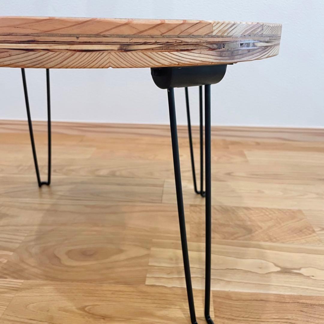 【パズルシリーズ】直径50cm 折りたたみ丸テーブル  -natural- ①