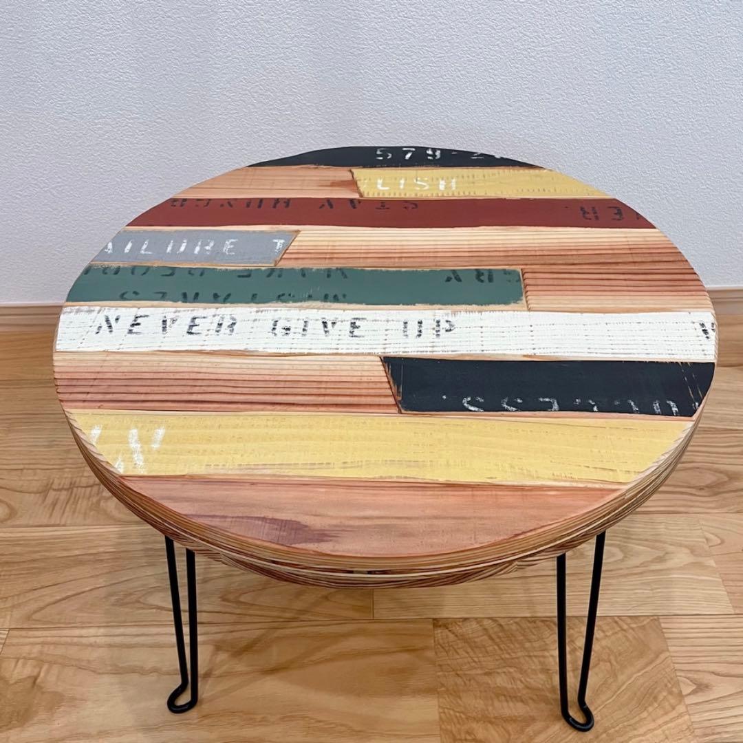 【パズルシリーズ】直径50cm 折りたたみ丸テーブル  -natural- ①