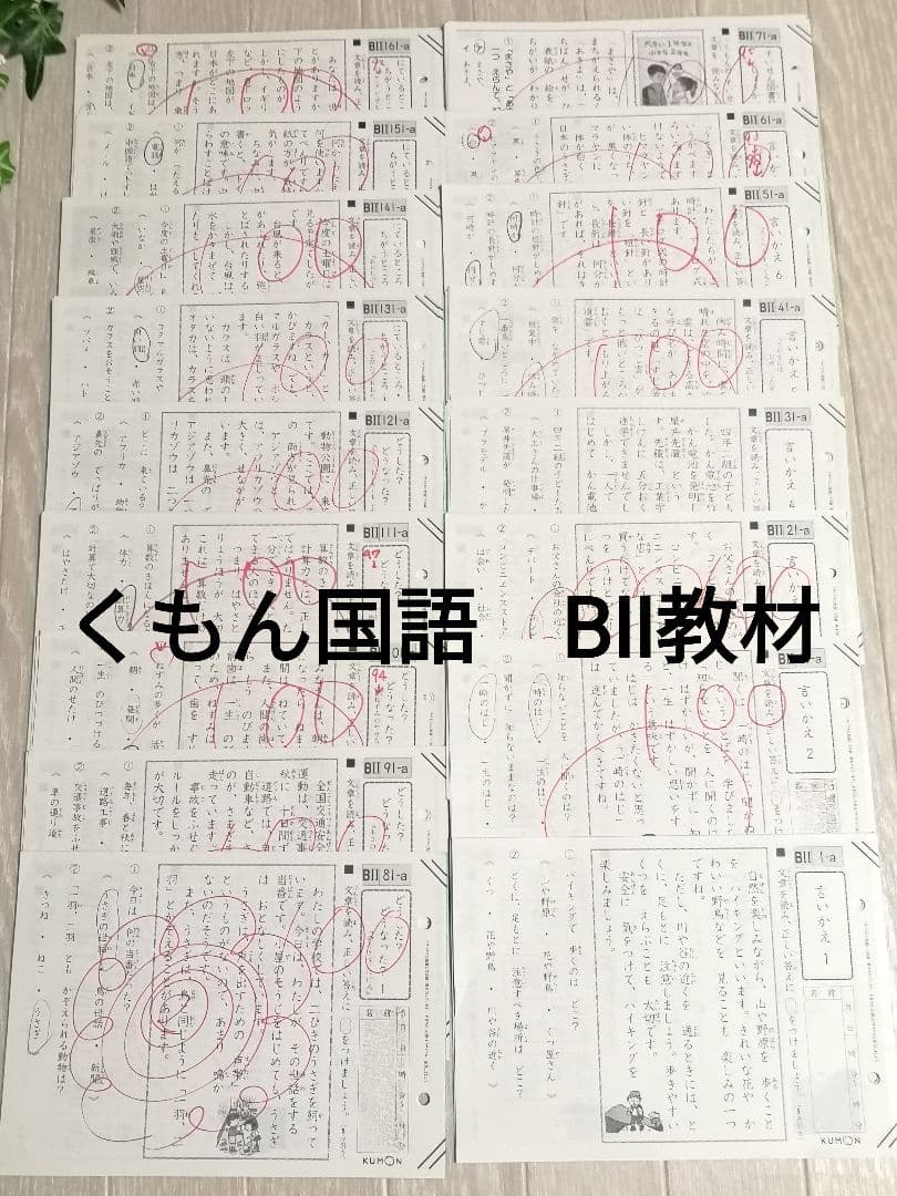⑬【未使用あり】☆くもん 公文 国語プリント BⅡ 165枚☆ - メルカリ