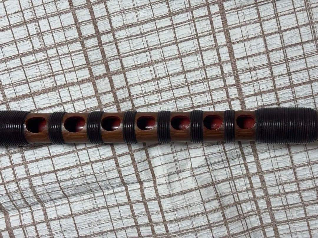 雅楽 龍笛 古管 煤竹 漆 籐巻 白木筒