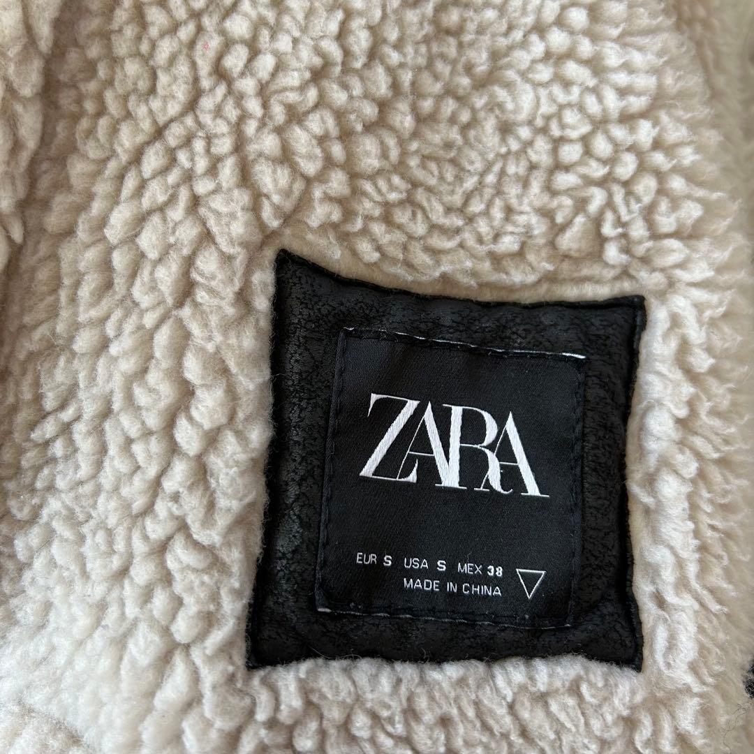 ZARA ザラ フェイクムートン B3 フライトジャケット ブラック S ボア