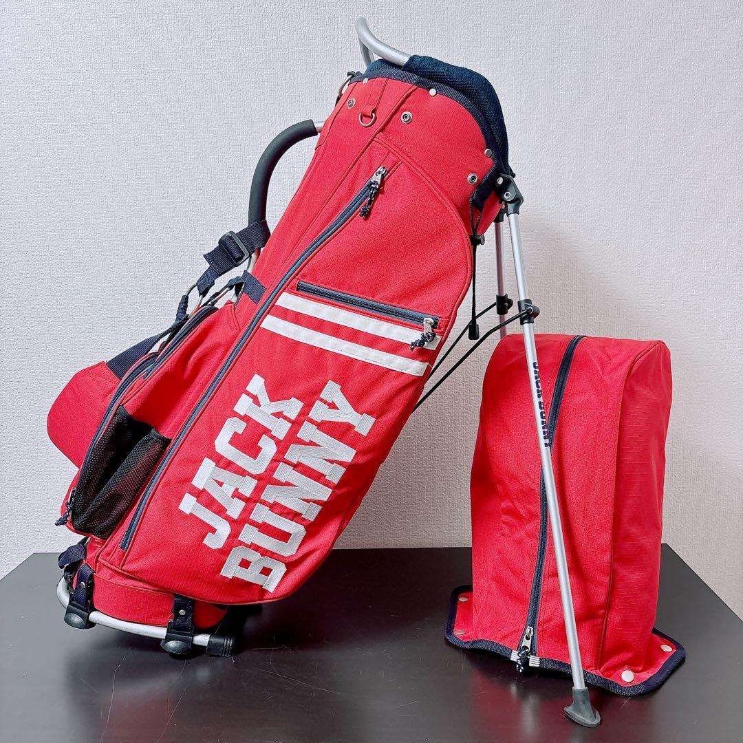ジャックバニー スタンド式 キャディバッグ 5分割 9型 フードカバー付 レッド 定番】スタンド式キャディバッグ (46インチ対応) (UNISEX) | Jack