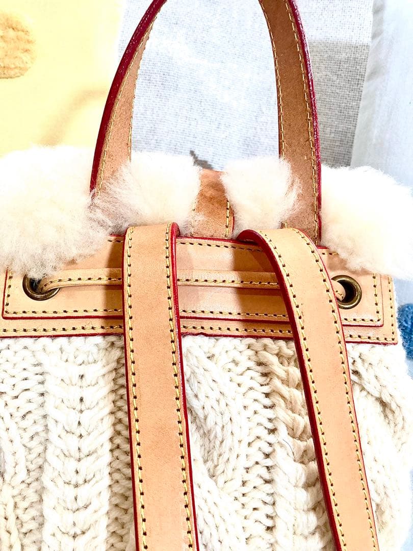 mukuムートン&ニットと牛革のリュック【にちょさま】専用 - メルカリ